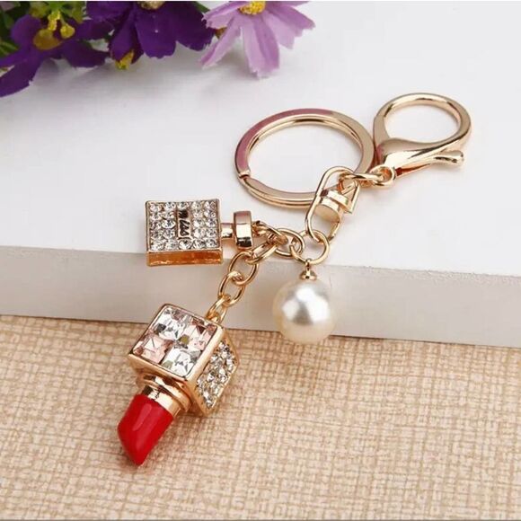 Red Faux Lipstick Keychain/Purse Charm - Picture 1 of 4